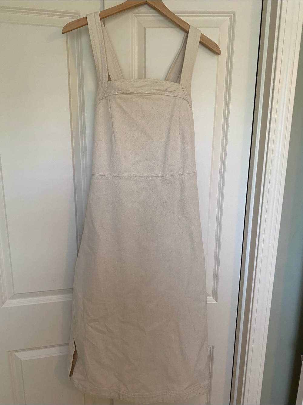 H&M Cream Pinafore Midi Dress with Wide Straps size medium